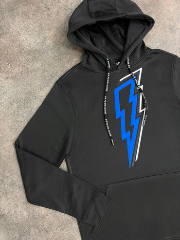 White Threads Blue OG Bolt Hoodie - Black