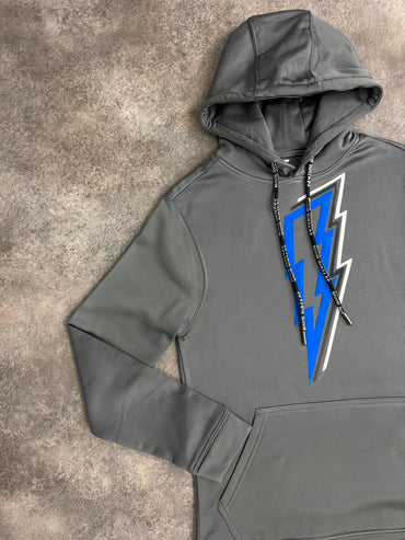 White Threads Blue OG Bolt Hoodie - Grey