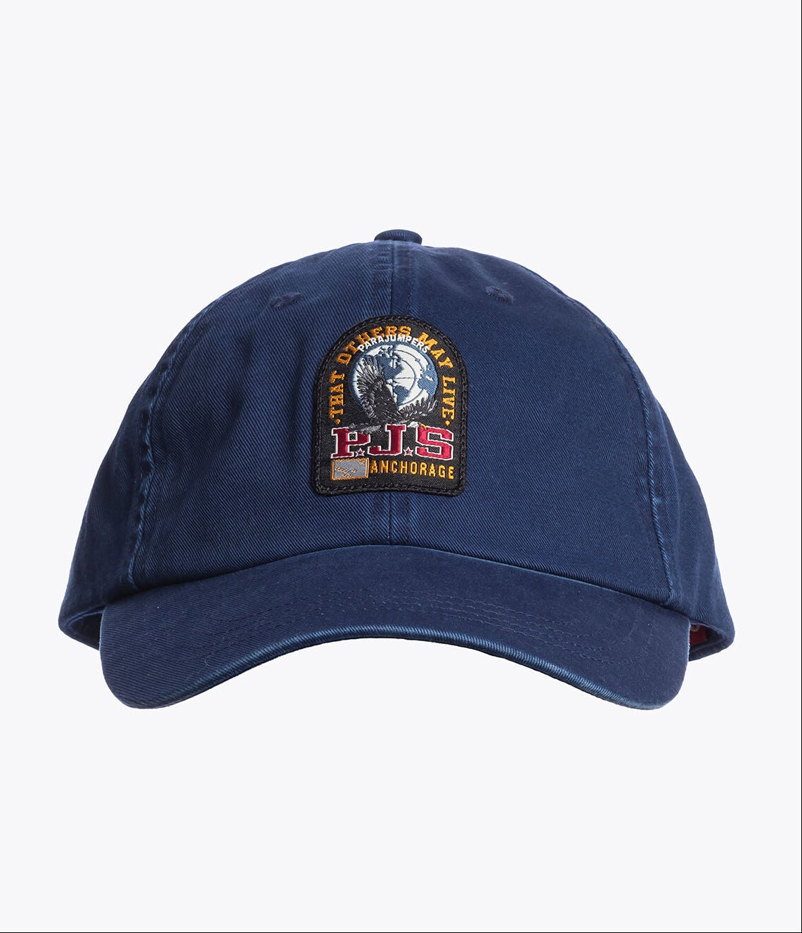 Navy blue cap with a logo on a white background