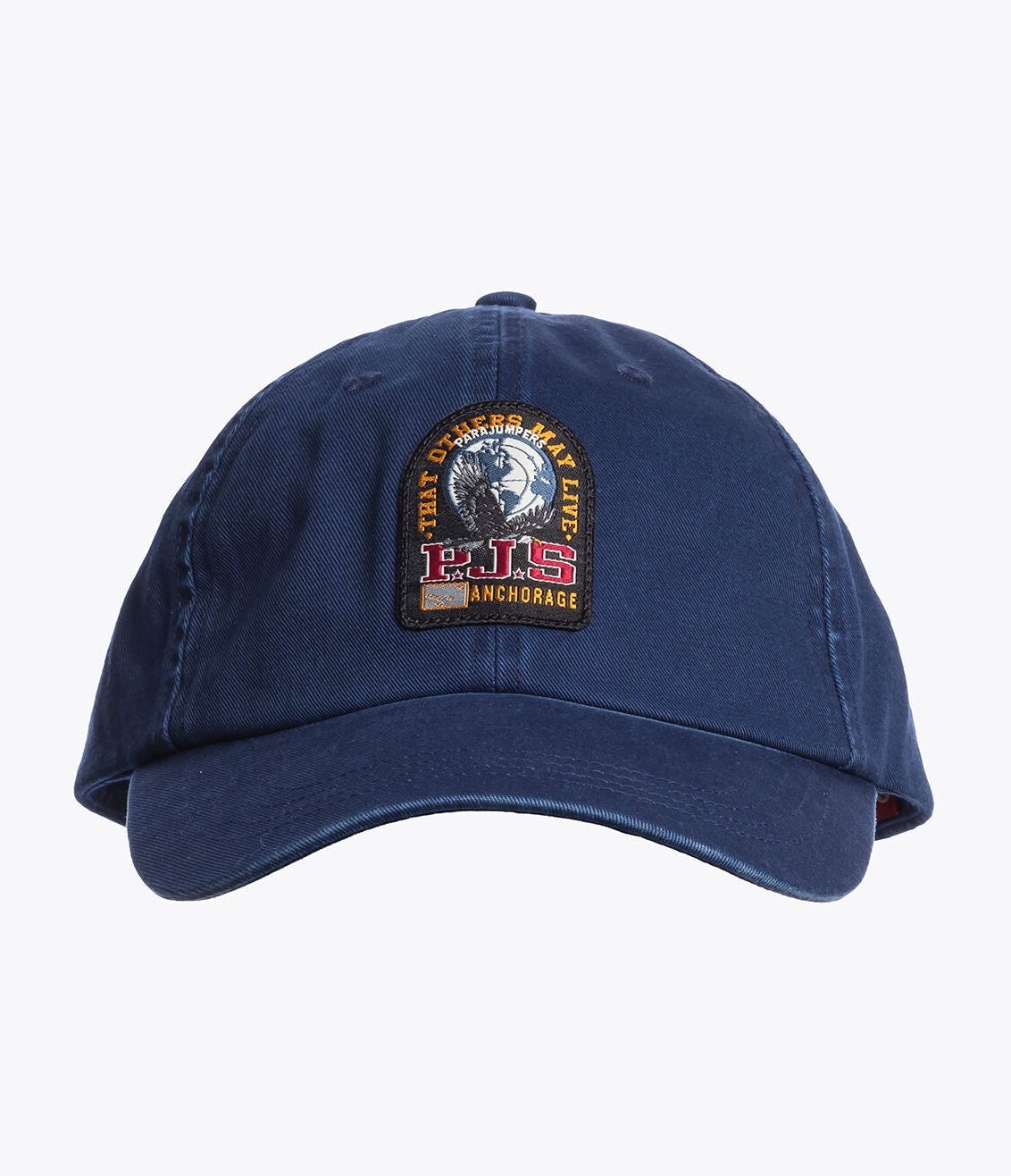 Navy blue cap with a logo on a white background