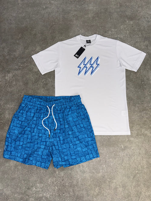 White Threads Bundle - Blue Aztec Bolt Swim Set