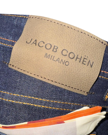 Jacob Cohen Slim Fit Jeans BARD, Brown Leather Back - Navy