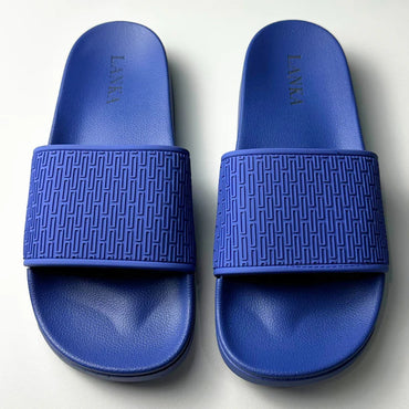 Lanka Embossed Sliders - Azure Blue