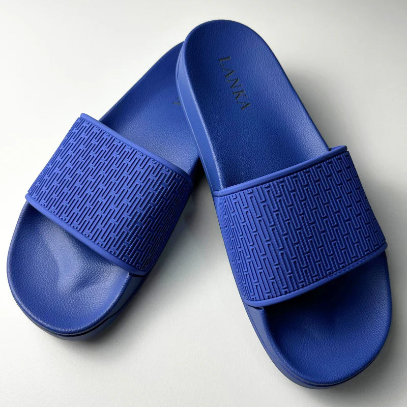 Lanka Embossed Sliders - Azure Blue