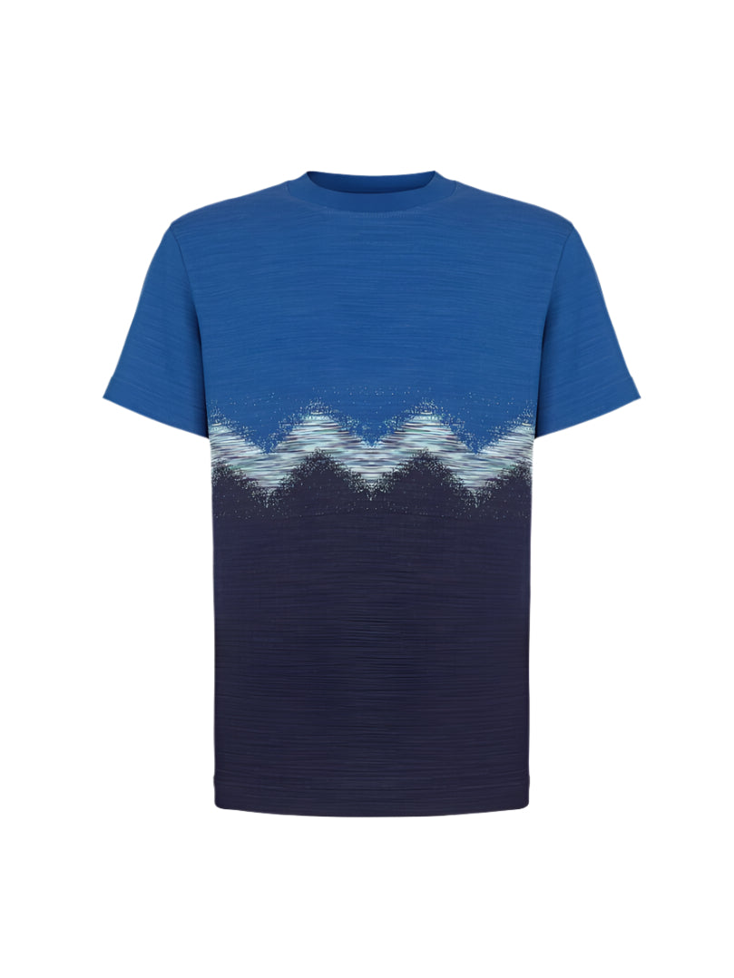 Missoni Zig Zag Slub Cotton T-Shirt - Blue/Navy