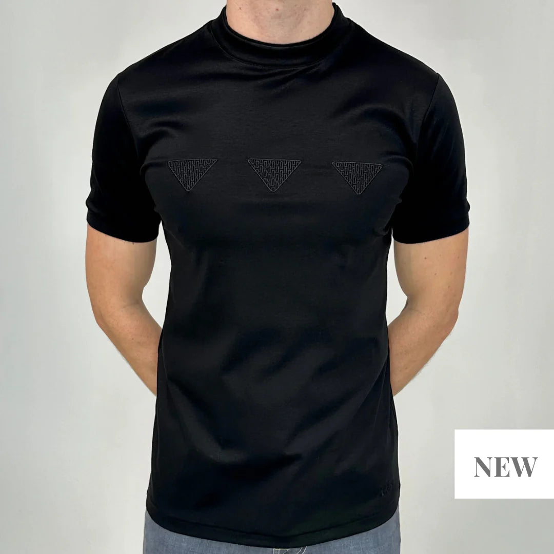 Lanka Mercerised Triangles T-Shirt - Black