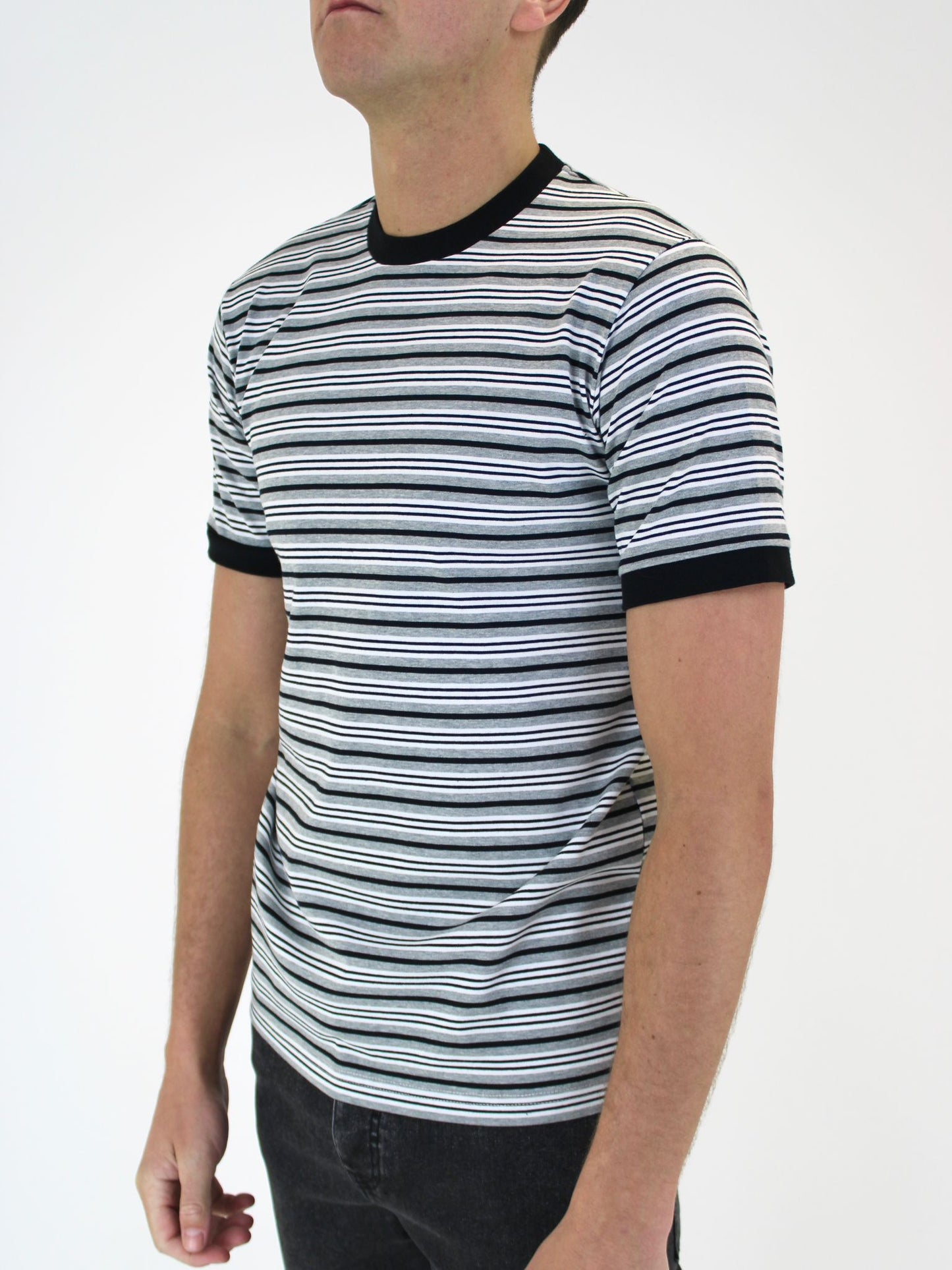 White Threads Striped T-Shirt - Grey/White