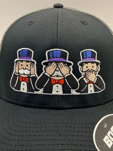 Cap Cartel Hear/See/Speak No Evil Cap - Black/Grey