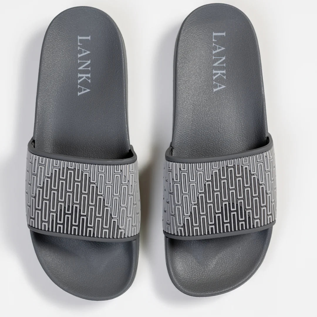 Lanka Embossed Wave Sliders - Grey