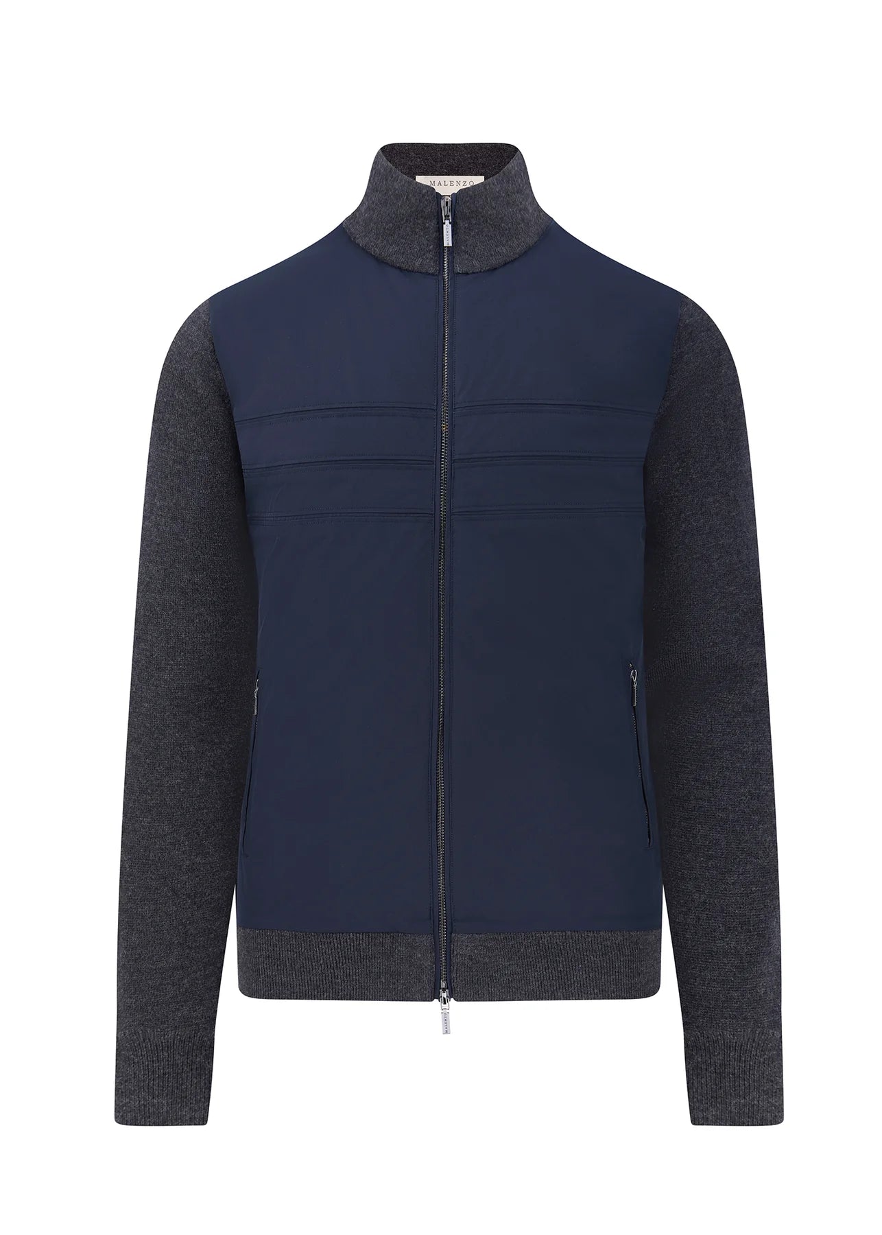 Malenzo Merino Wool Contrast Hybrid Jacket - Navy (PRE-ORDER)