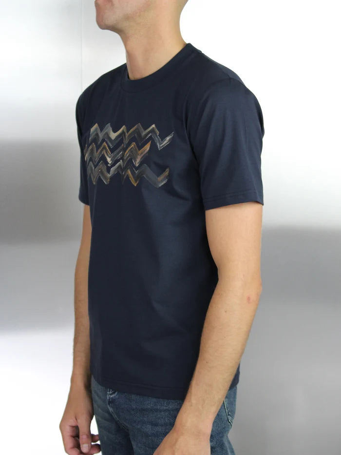 White Threads Chroma Zig T-Shirt - Navy