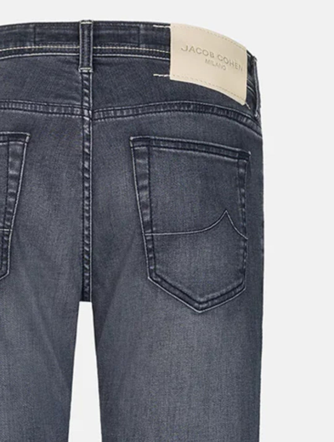 Jacob Cohen Grey Nick Slim Fit Jeans BARD, Light Grey Leather Back