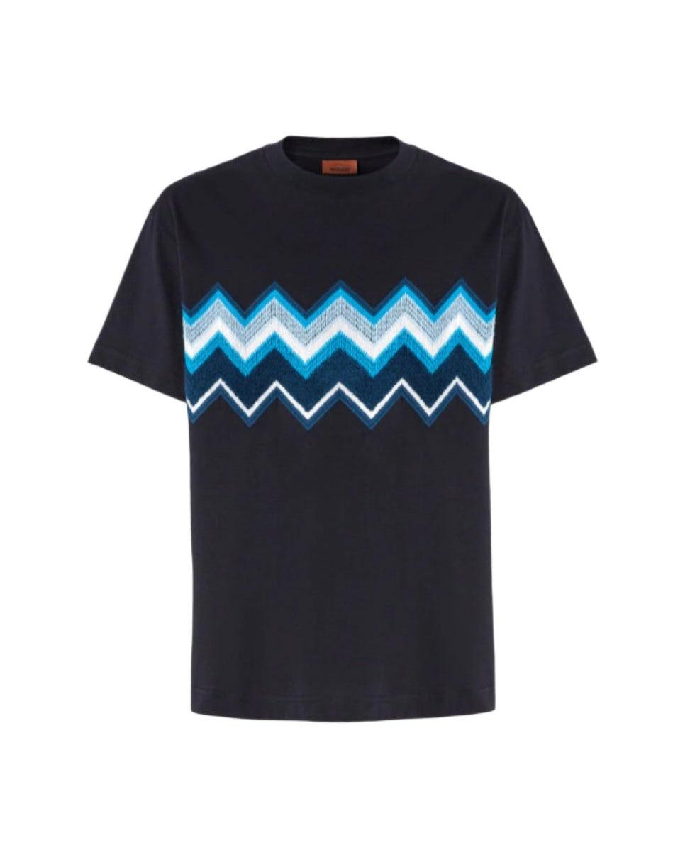 Missoni Blue Zig Zag T-Shirt - Navy