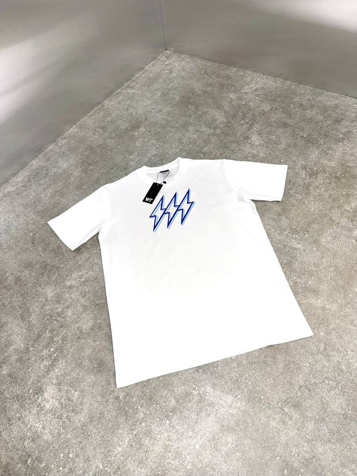 White Threads Navy/Sky Blue Bolt T-Shirt - White