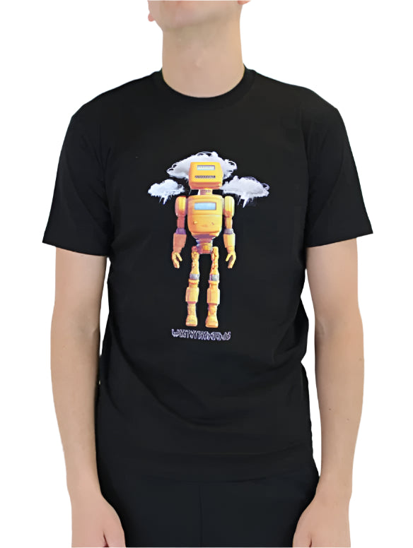 White Threads Robot T-Shirt - Black