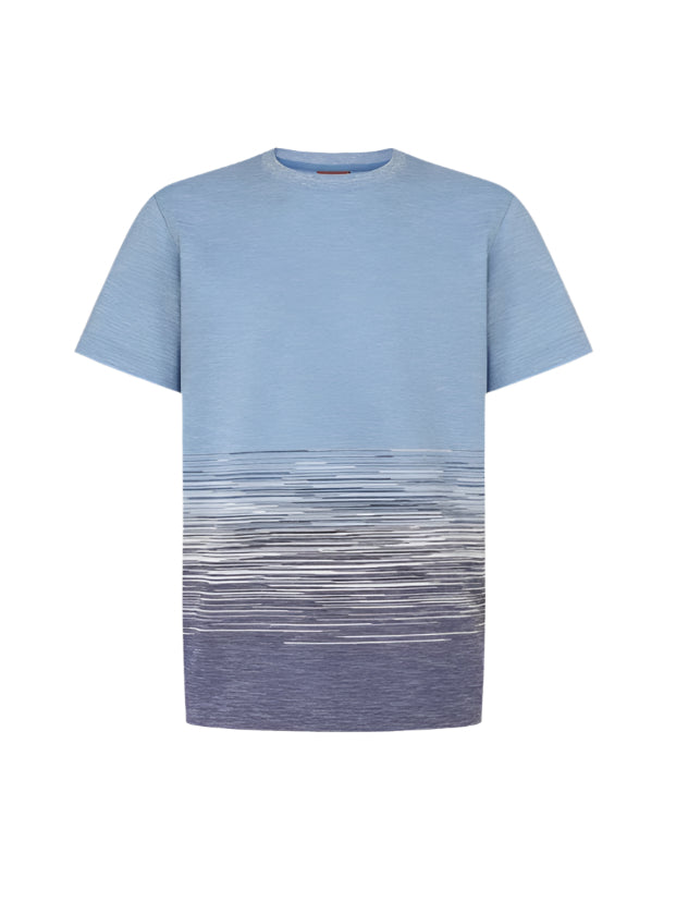 Missoni Linen Embroidered Logo T-Shirt - Light Blue