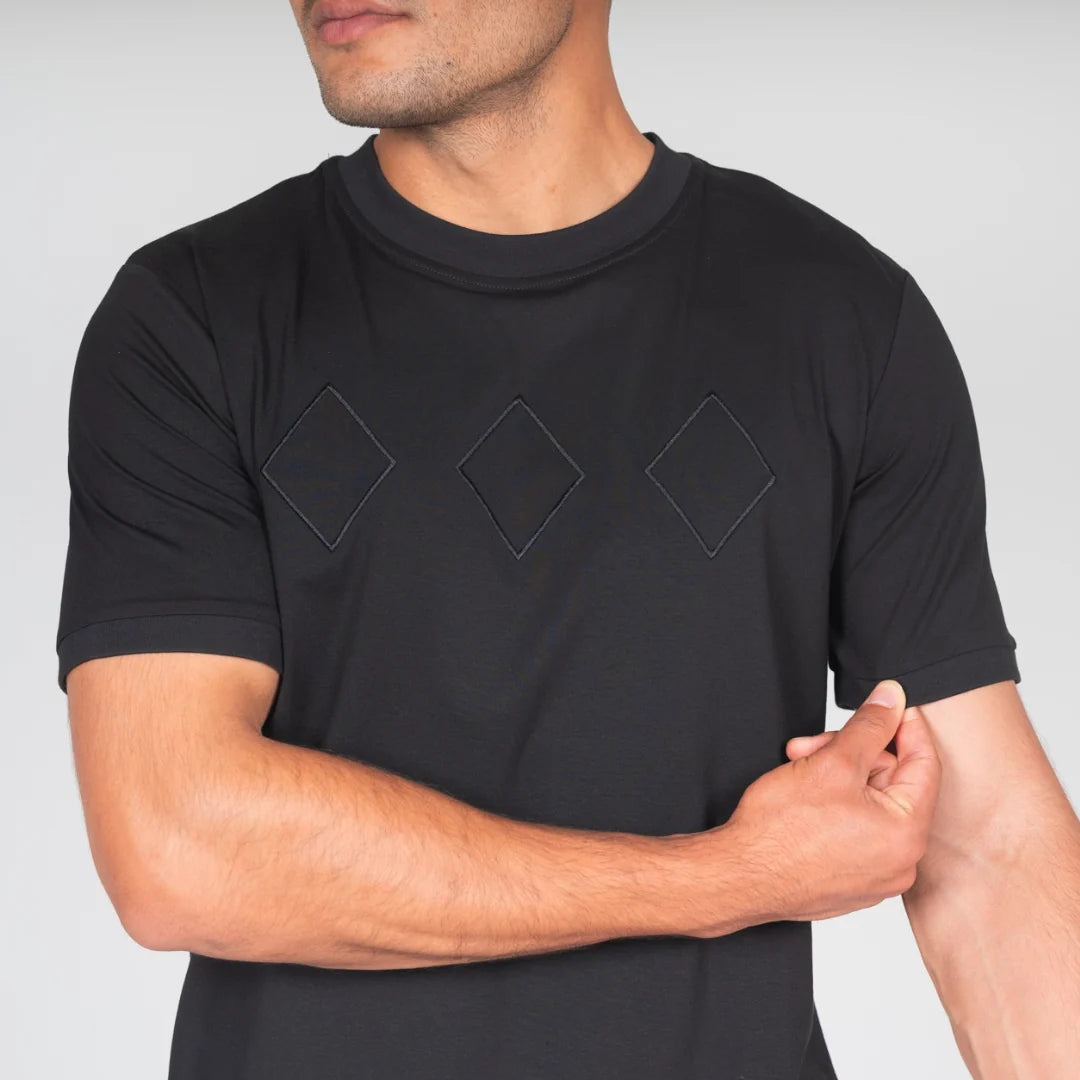 Lanka Diamond Stitch T-Shirt - Black