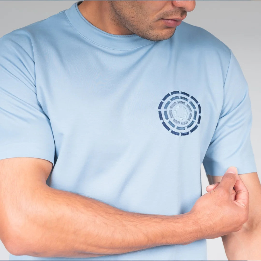 Lanka Circle Stitch T-Shirt - Sky Blue