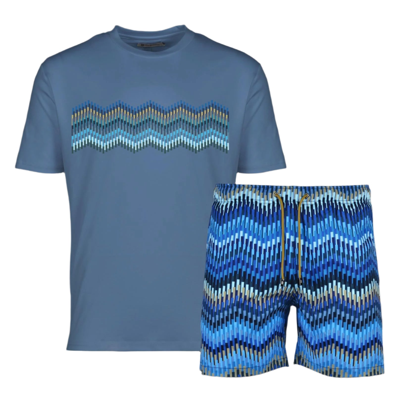 Moda Bandidos Blue Chevron Chest Zig T-Shirt - Steel Blue