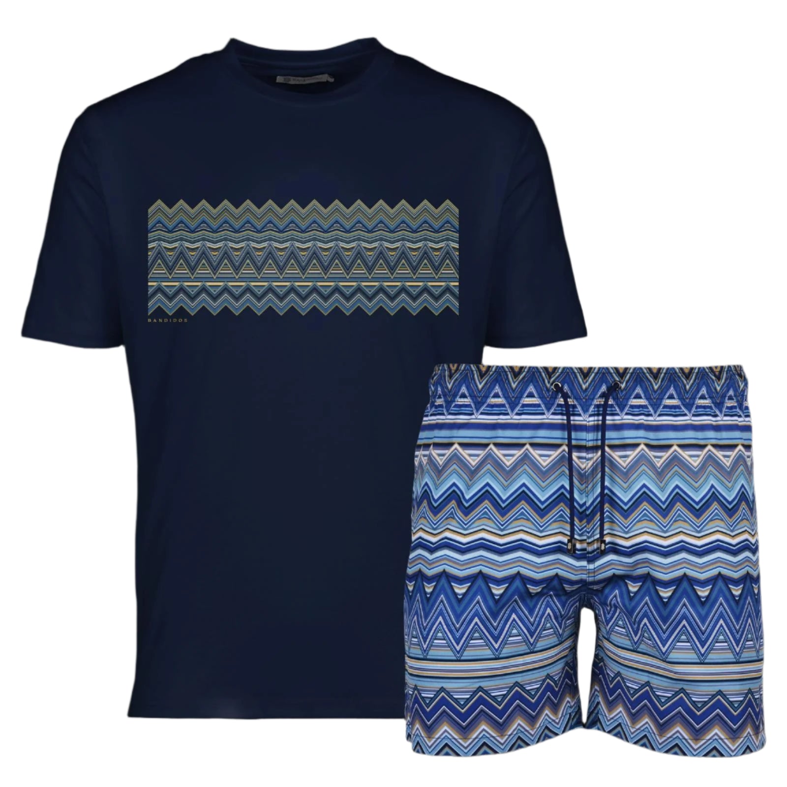 Moda Bandidos Blue Multi Zig T-Shirt - Navy