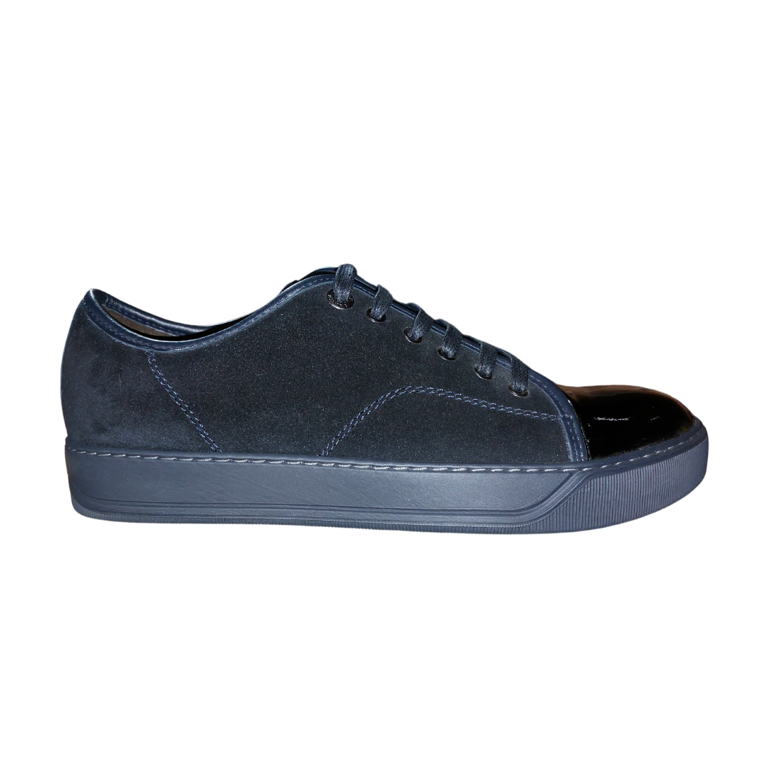 Lanvin Pumps, Navy Suede, Navy Sole (patent leather cap toe)