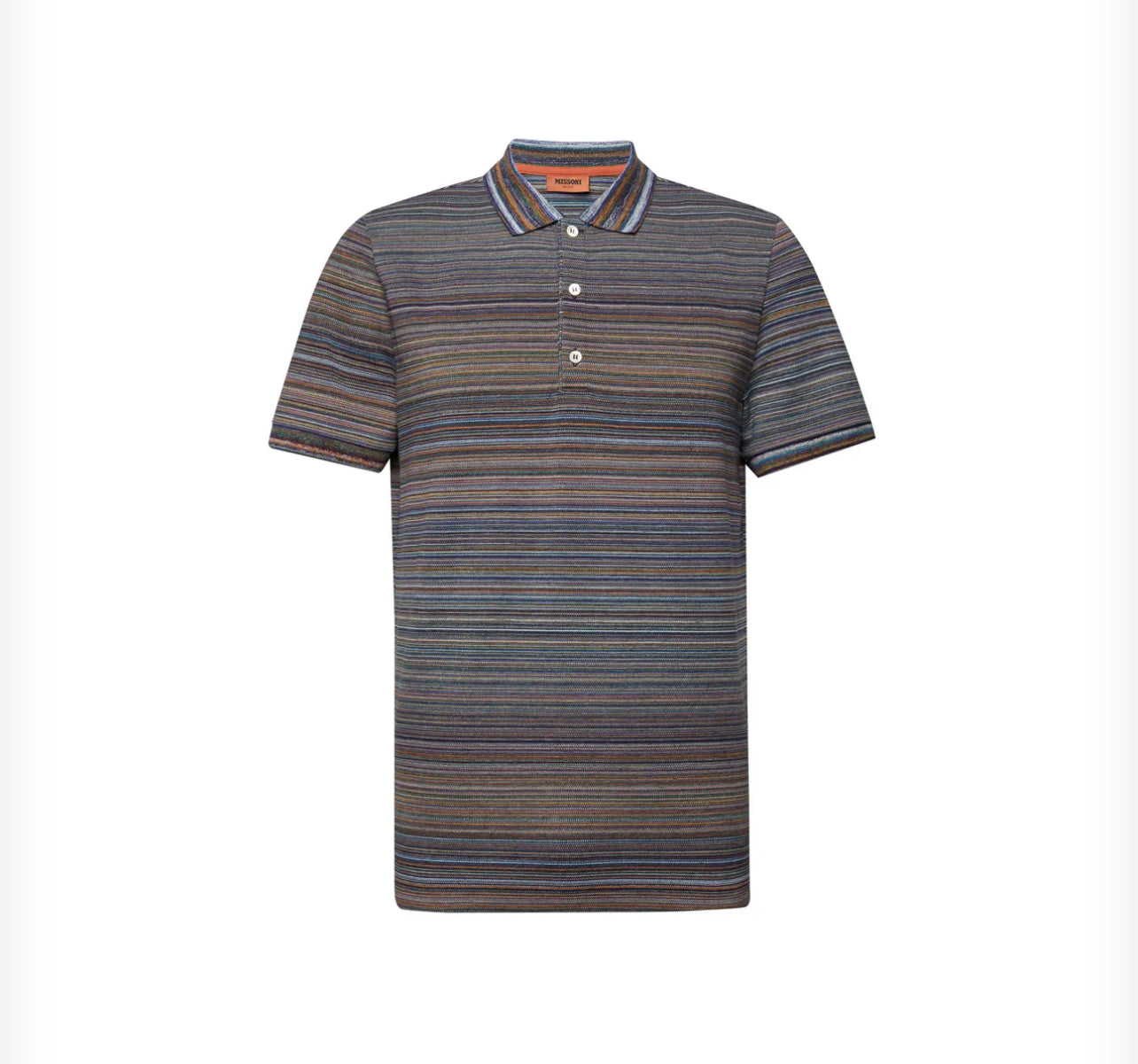 Missoni Short Sleeved Polo Shirt , Multi colour orange/blue AW21