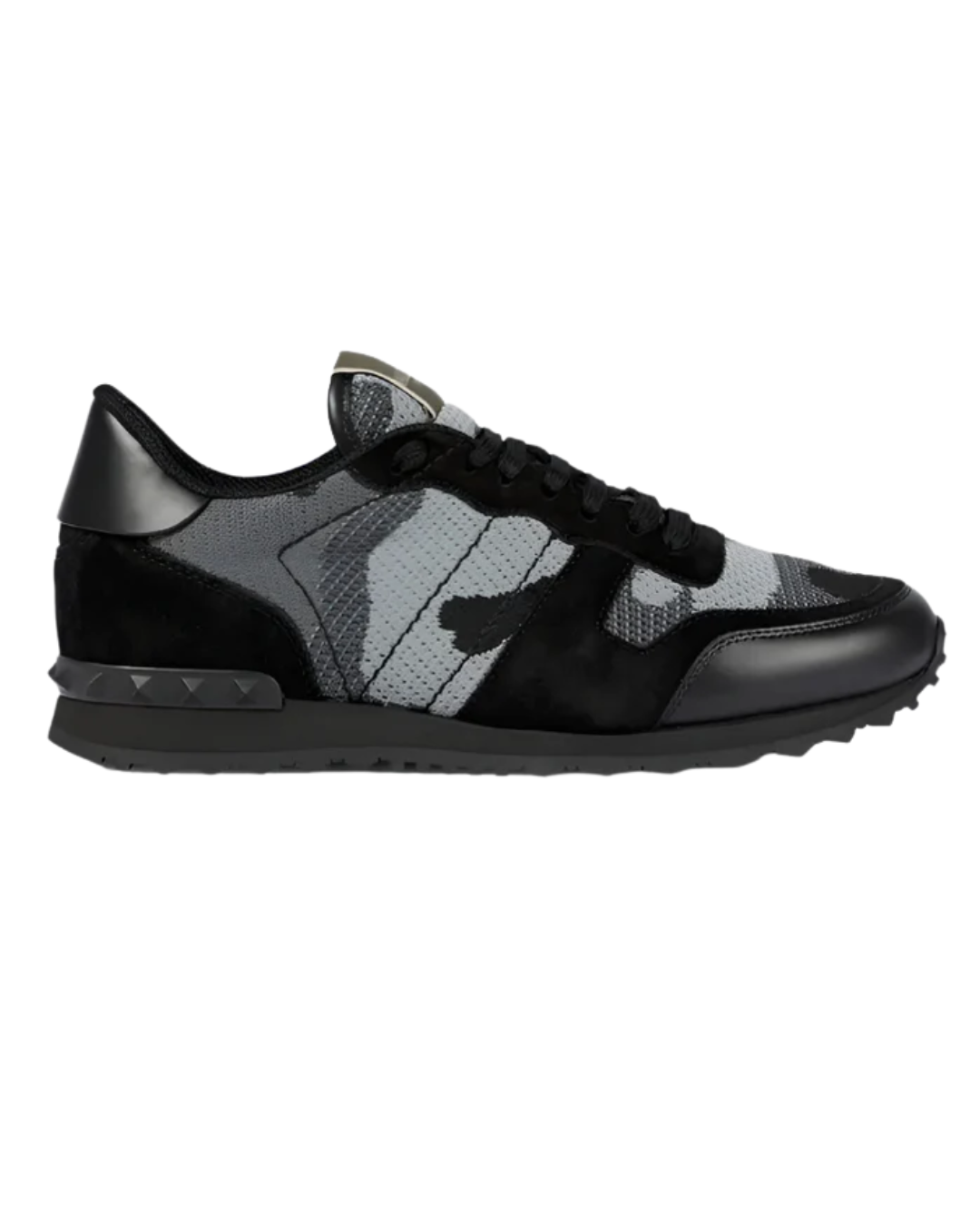 Black and gray sneaker on a white background valentino mesh