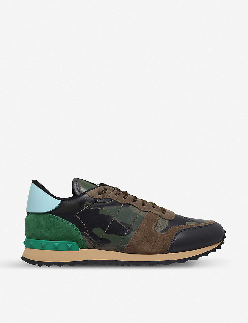 Valentino Trainers, Garavani Rockstud Black, Green and Khaki Camo