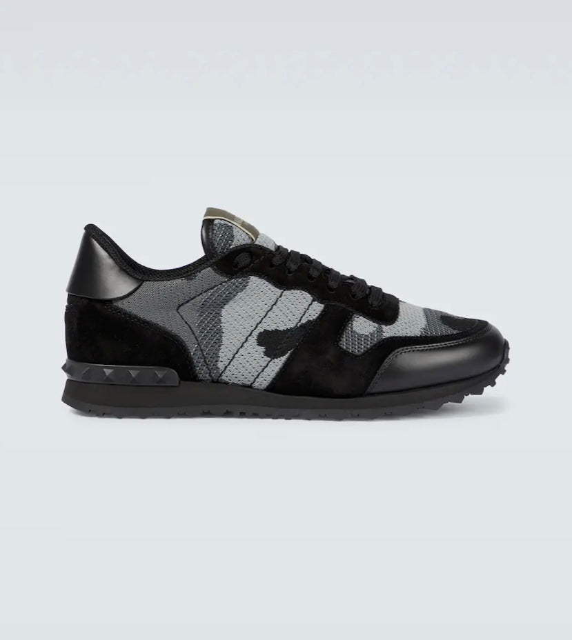 Valentino Trainers, Garavani Rockrunner Black/Grey Camo (Mesh)