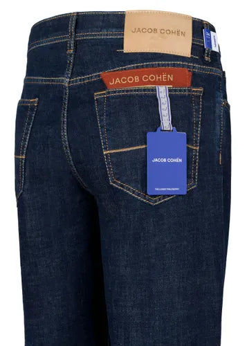 Jacob Cohen Blue Nick Slim Fit Jeans BARD, Tan Horsehair Back