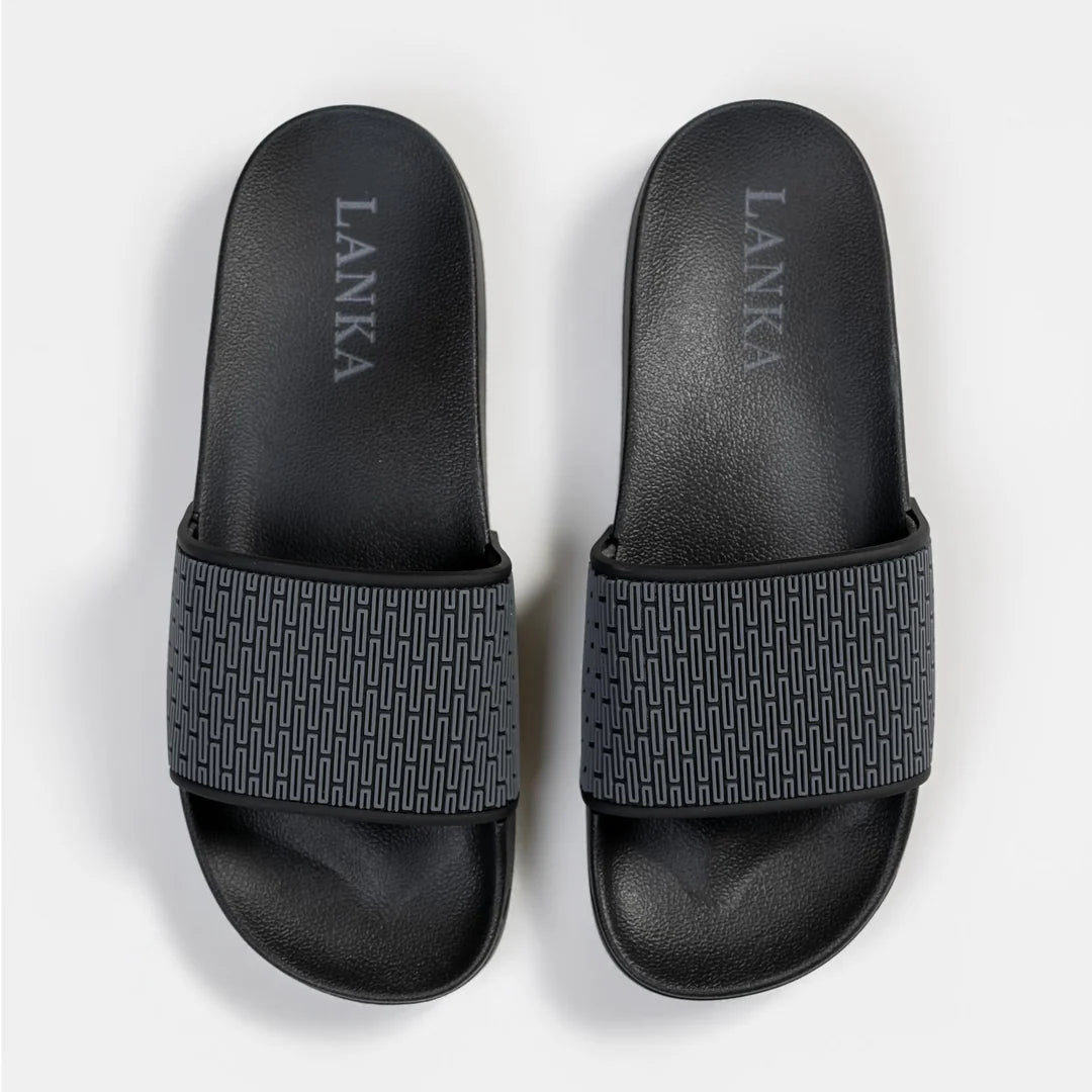 Lanka Embossed Sliders - Black/Grey