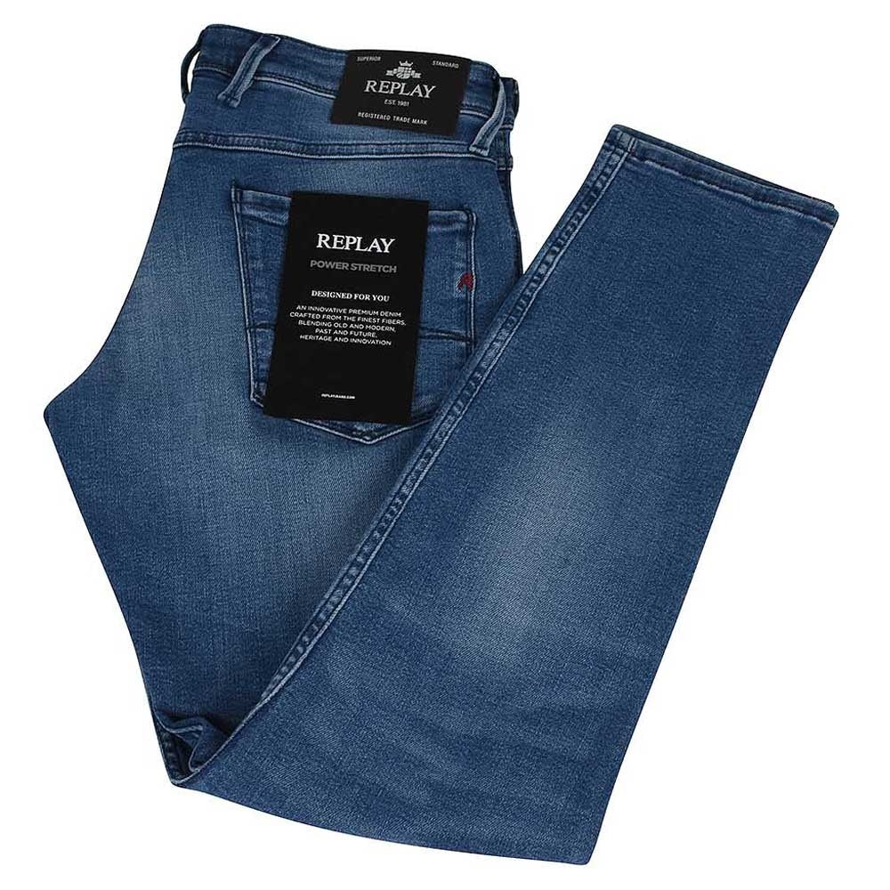 Replay Power Stretch Anbass Jeans - Mid Blue
