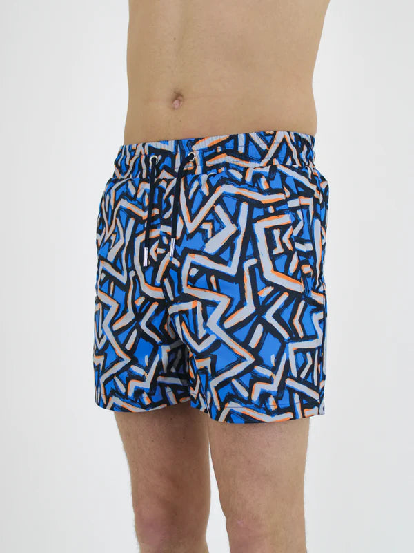 White Threads, Black Blue Swim Shorts