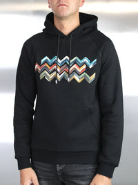White Threads Brushed Zig Hoodie - Black