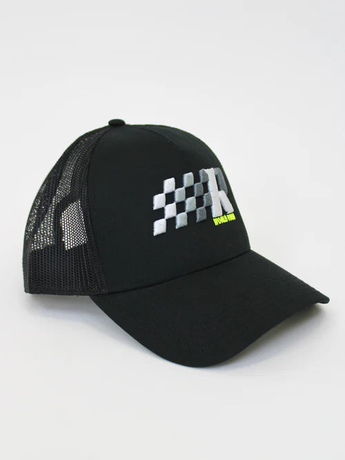 White Threads Neon Racer Trucker Cap - Black