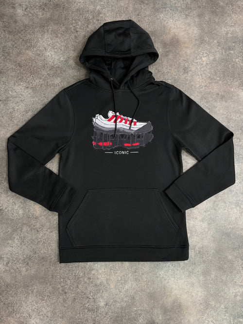 White Threads Red 110 Hoodie - Black
