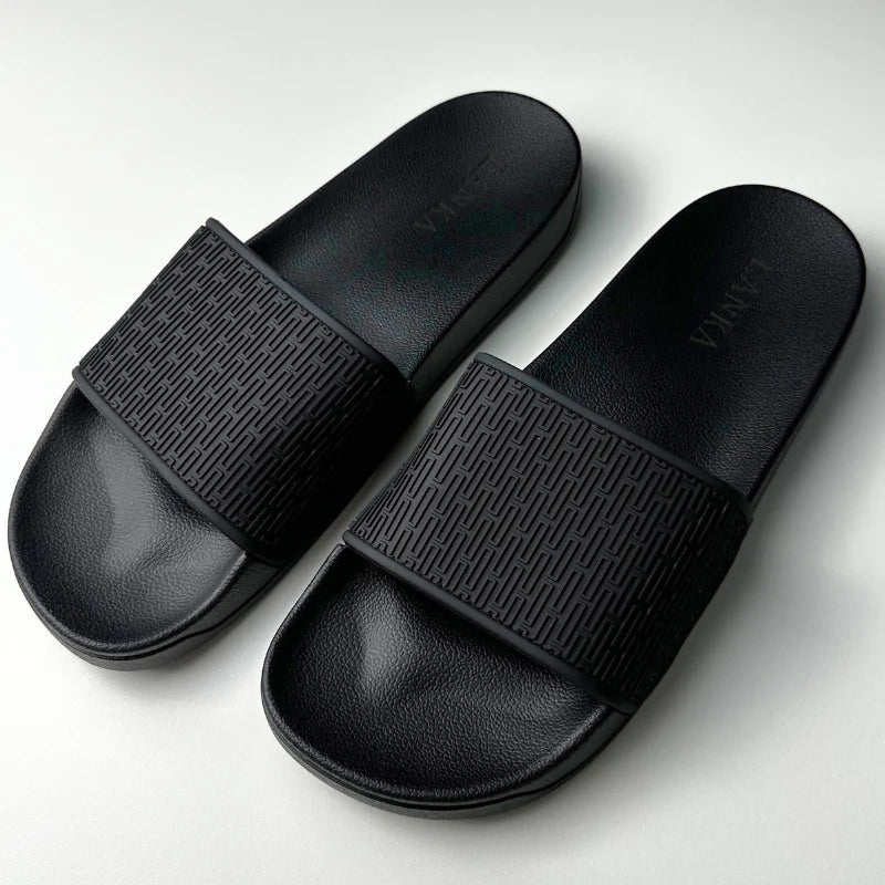 Lanka Embossed Sliders - Black