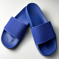 Lanka Embossed Sliders - Azure Blue