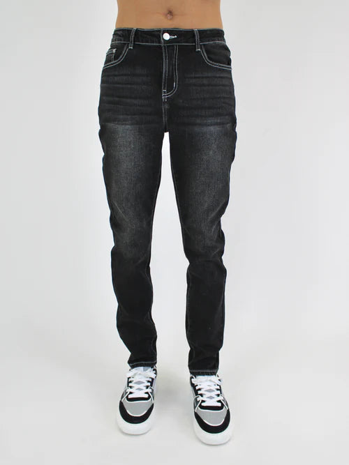 White Threads Denim Jeans - Dark Grey