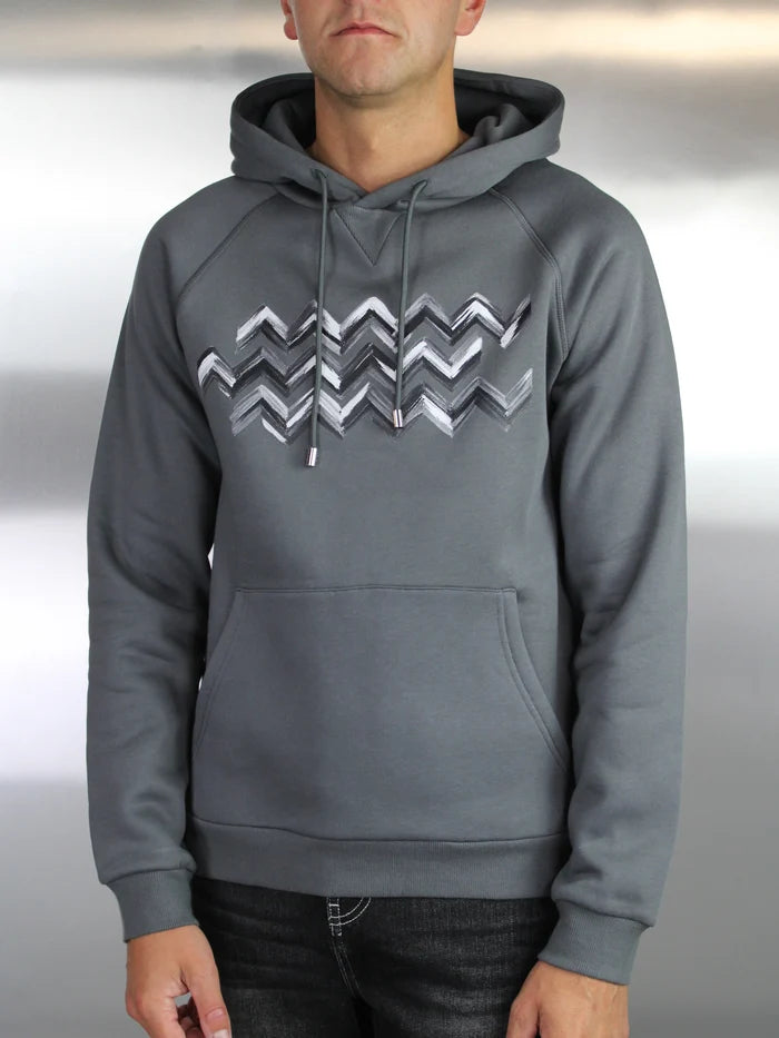 White Threads Brushed Zig Hoodie - Grey