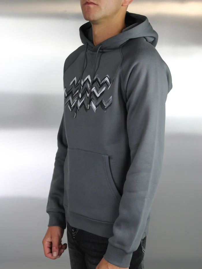 White Threads Brushed Zig Hoodie - Grey