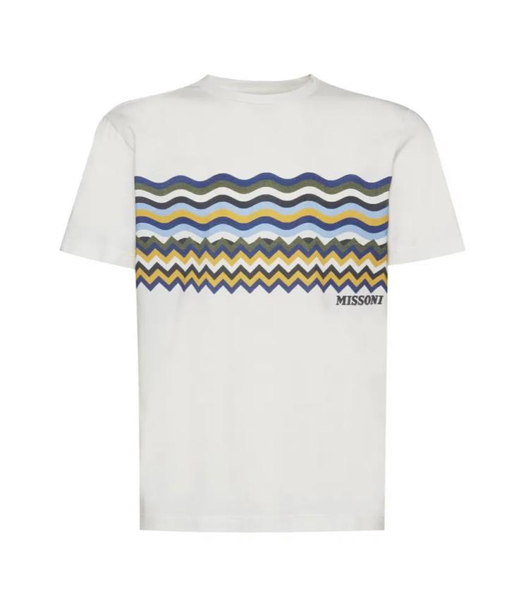 Missoni T-Shirt, White, Wave Zig Zag Print