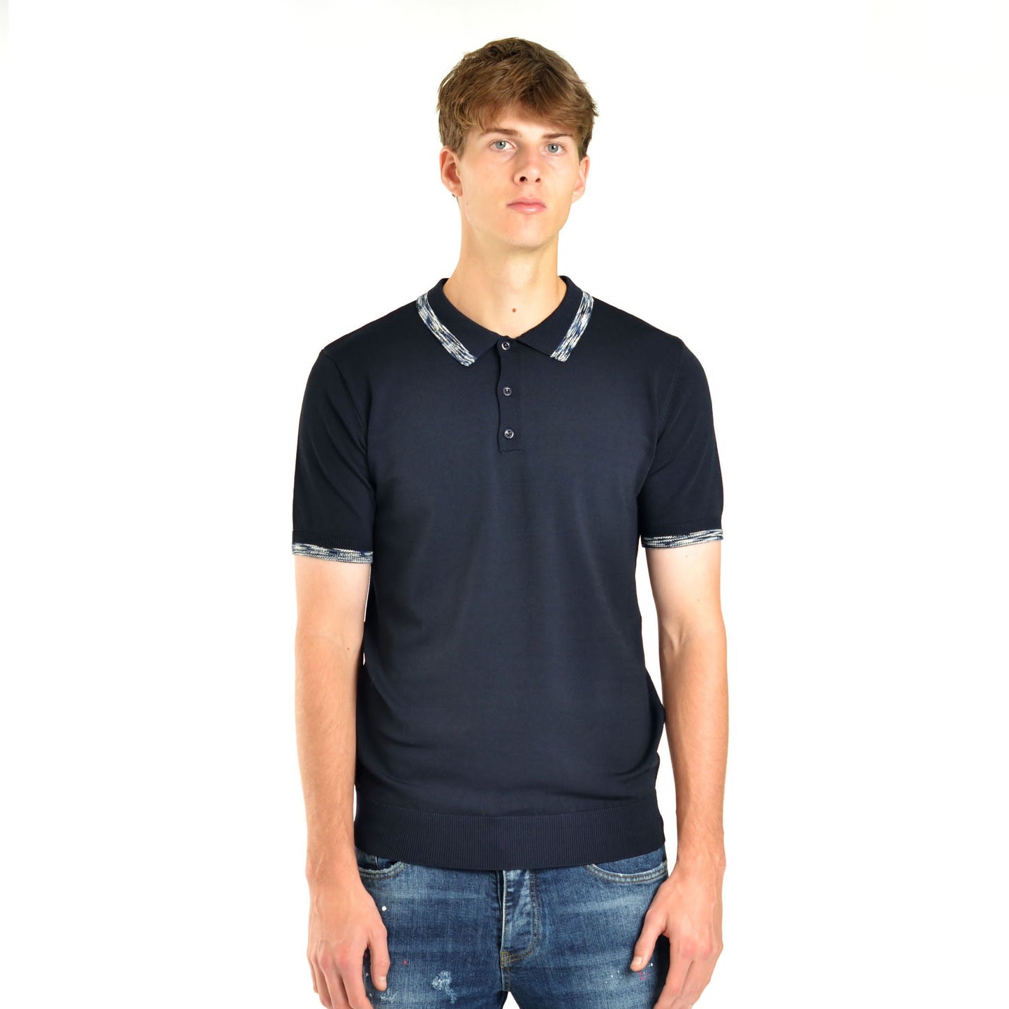 Moda Bandidos Space Dye Trim Polo Navy