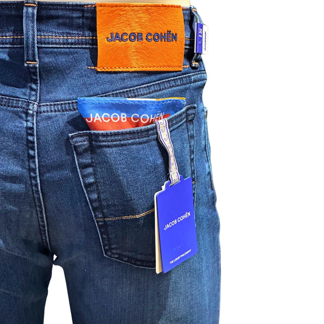 Jacob Cohen Blue Nick Slim Fit Jeans BARD, Orange Horsehair Badge