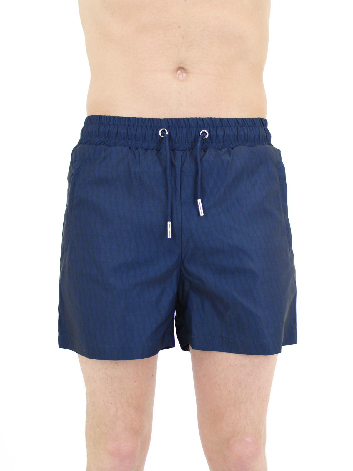 White Threads, Blue Logo Swim Shorts