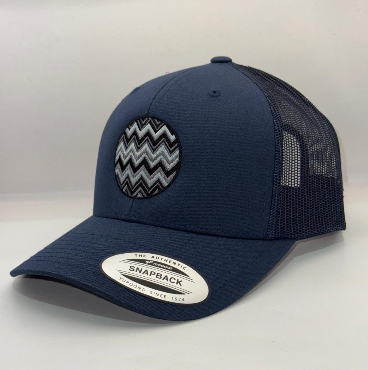 Lidz Grey Zig Zag Cap - Navy