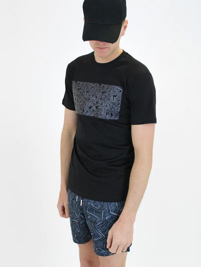 White Threads Abstract T Shirt Black Black