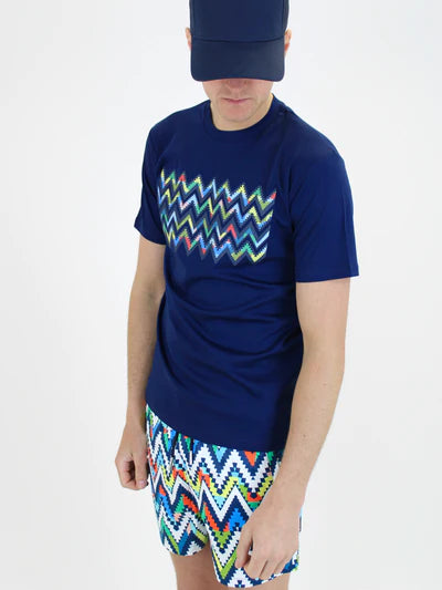 White Threads Mosaic T Shirt Navy Multi