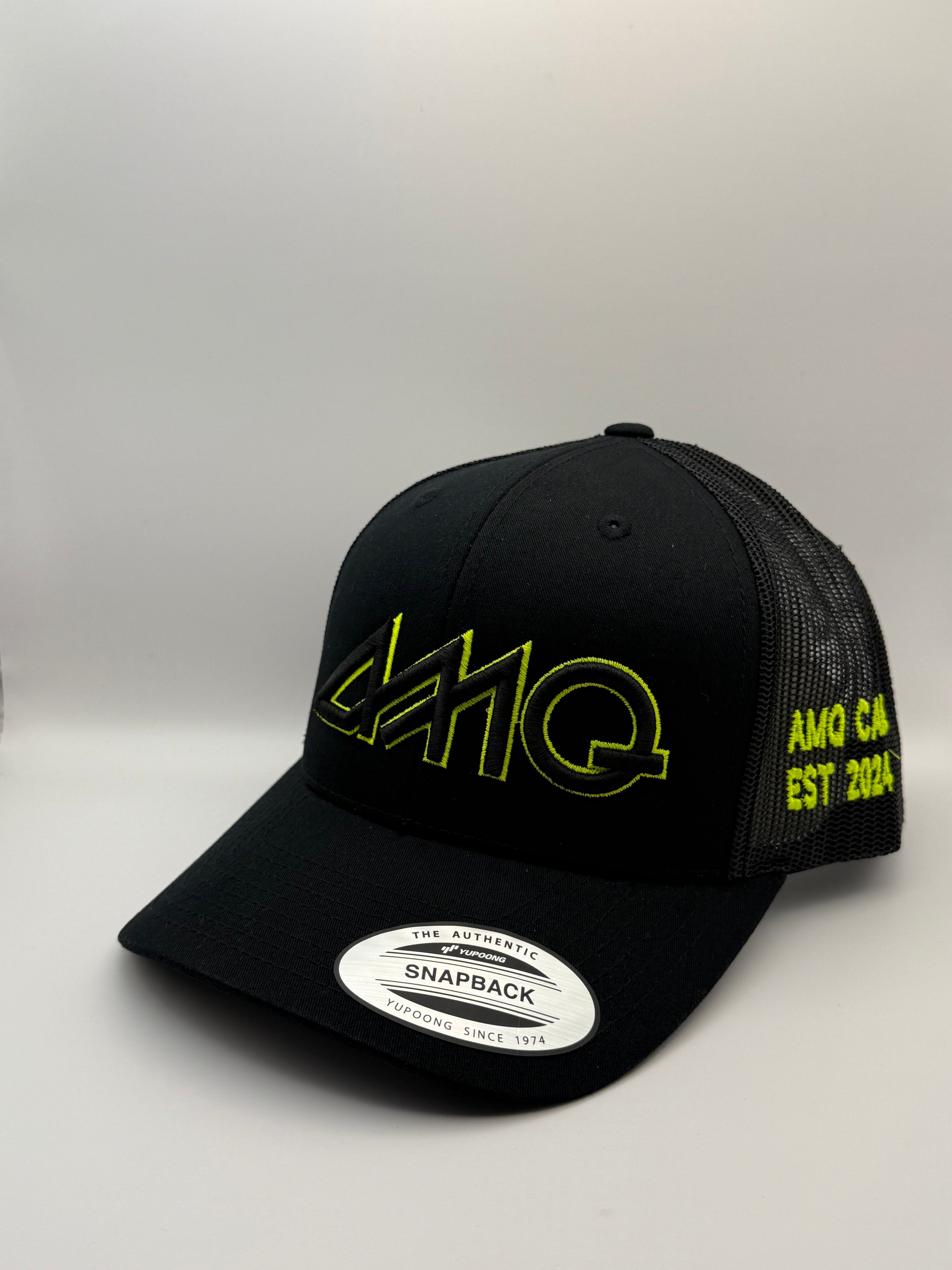 AMQ Lime Green Logo Cap - Black