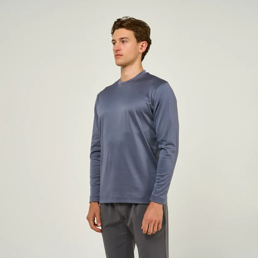Loiano Egyptian Cotton Long Sleeve T-Shirt - Steel Grey